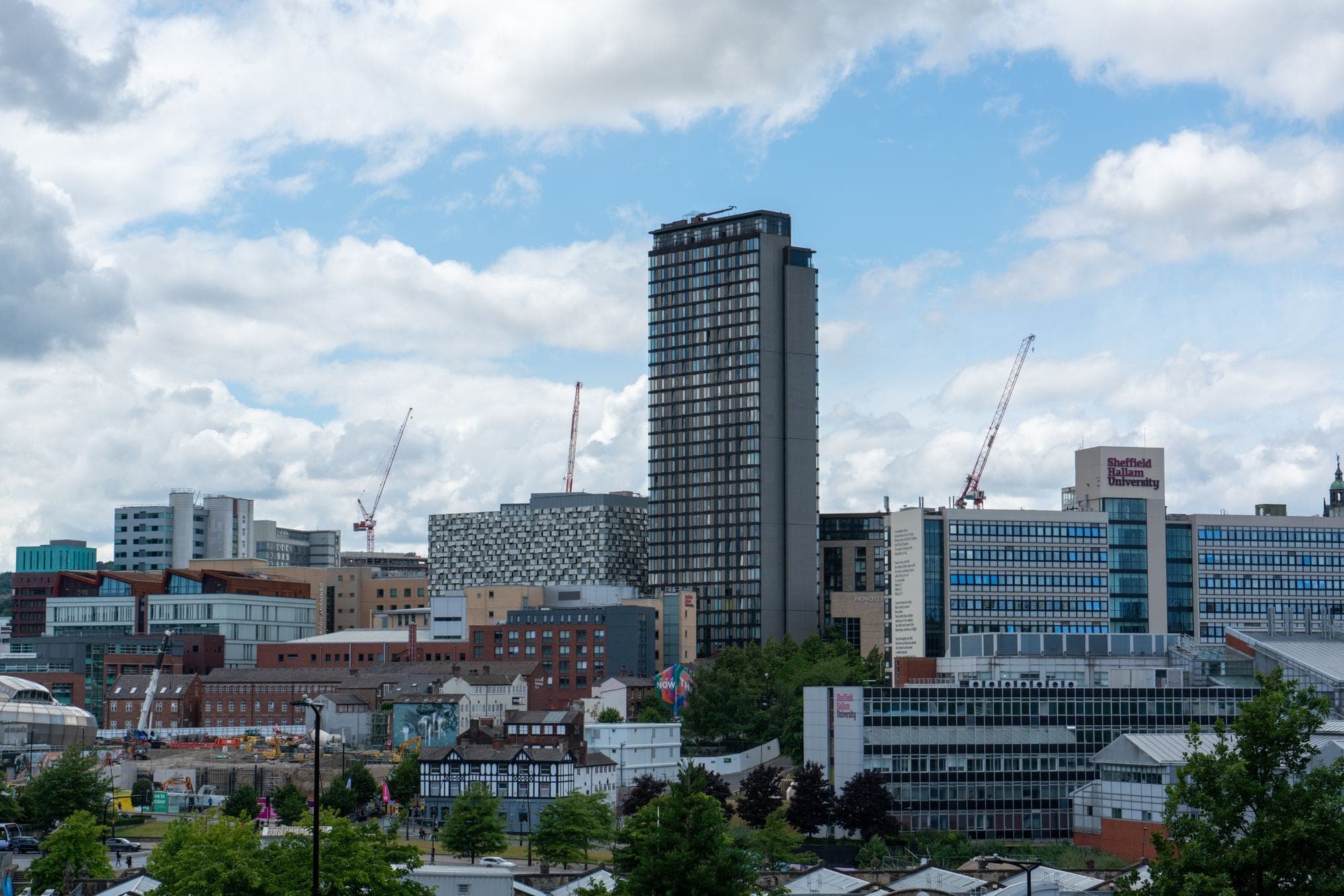 The Sheffield city skyline under a cloudy sky